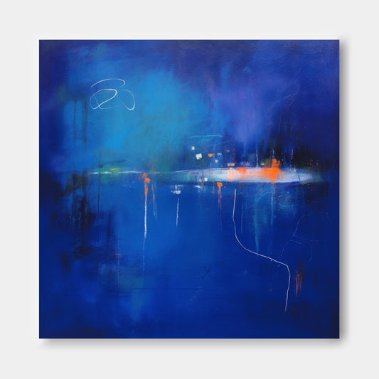 Vibrant Blue Abstract Oil Painting for Modern Home Décor