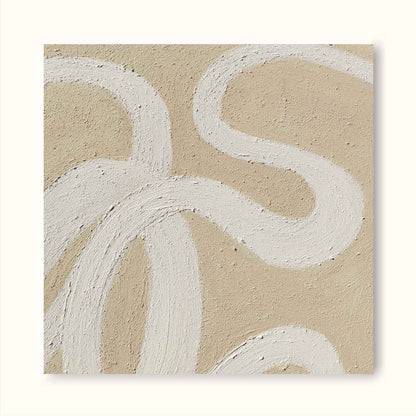 Contemporary Minimalist Line Art Oil Painting in Beige Tones for Modern Décor