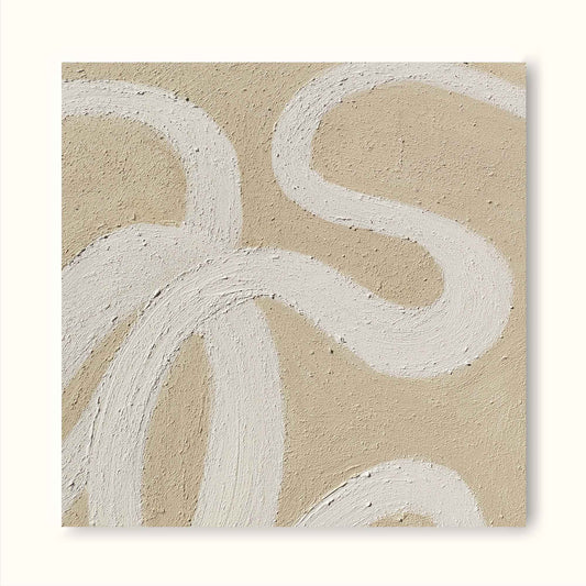 Contemporary Minimalist Line Art Oil Painting in Beige Tones for Modern Décor