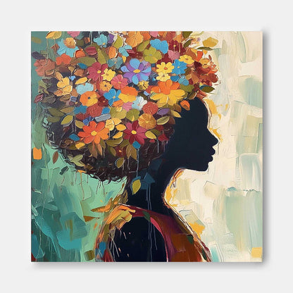 Colorful Floral Silhouette Oil Painting | Vibrant Canvas Wall Art for Home Decor
