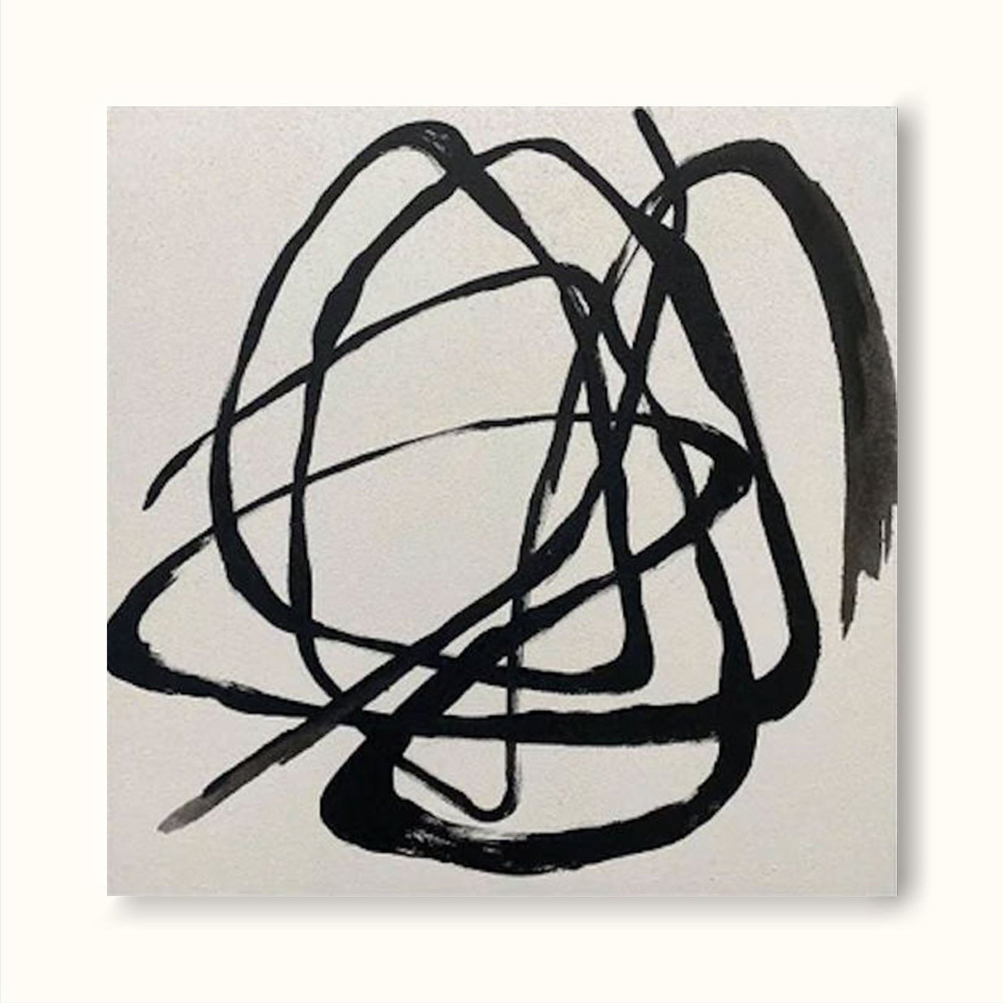 Abstract Minimalist Black Line Art Painting for Contemporary Home Decor