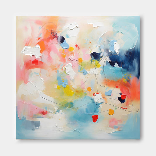 Colorful Abstract Oil Painting for Modern Home Decor and Art Enthusiasts
