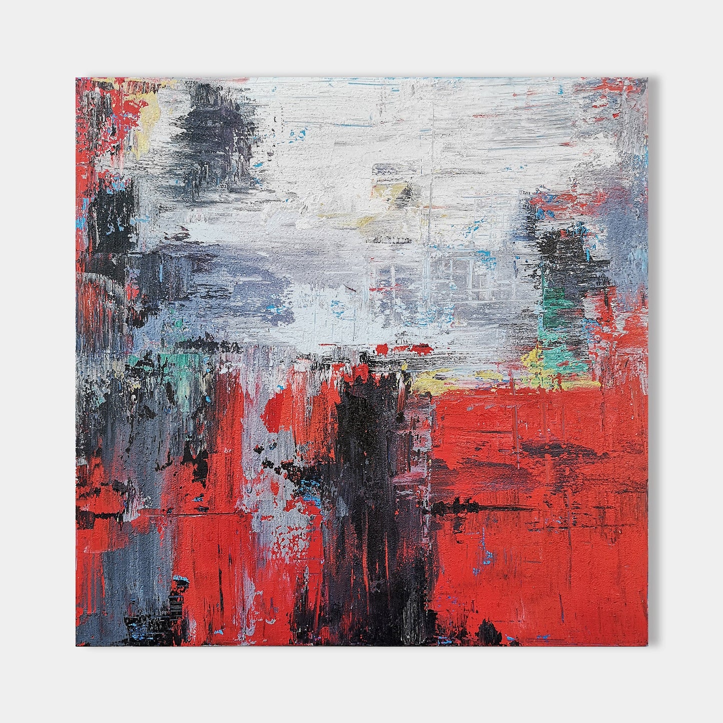 Vibrant Red Abstract Oil Painting for Bold Home Decor