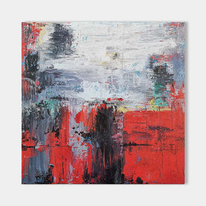 Vibrant Red Abstract Oil Painting for Bold Home Decor