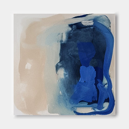 Tranquil Blue Abstract Oil Painting for Modern Home Décor