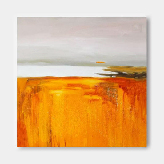 Vibrant Abstract Landscape Oil Painting in Warm Tones for Modern Art Lovers