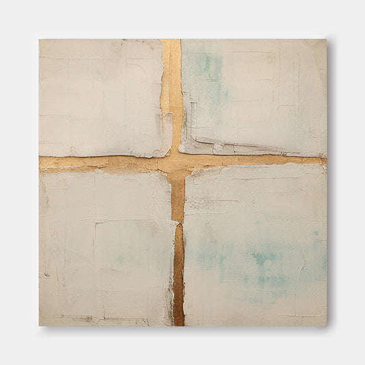 Elegant Minimalist Gold-Accented Canvas Oil Painting for Modern Decor