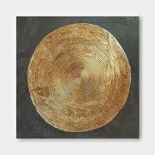 Elegant Gold Circular Texture Oil Painting for Modern Minimalist Decor