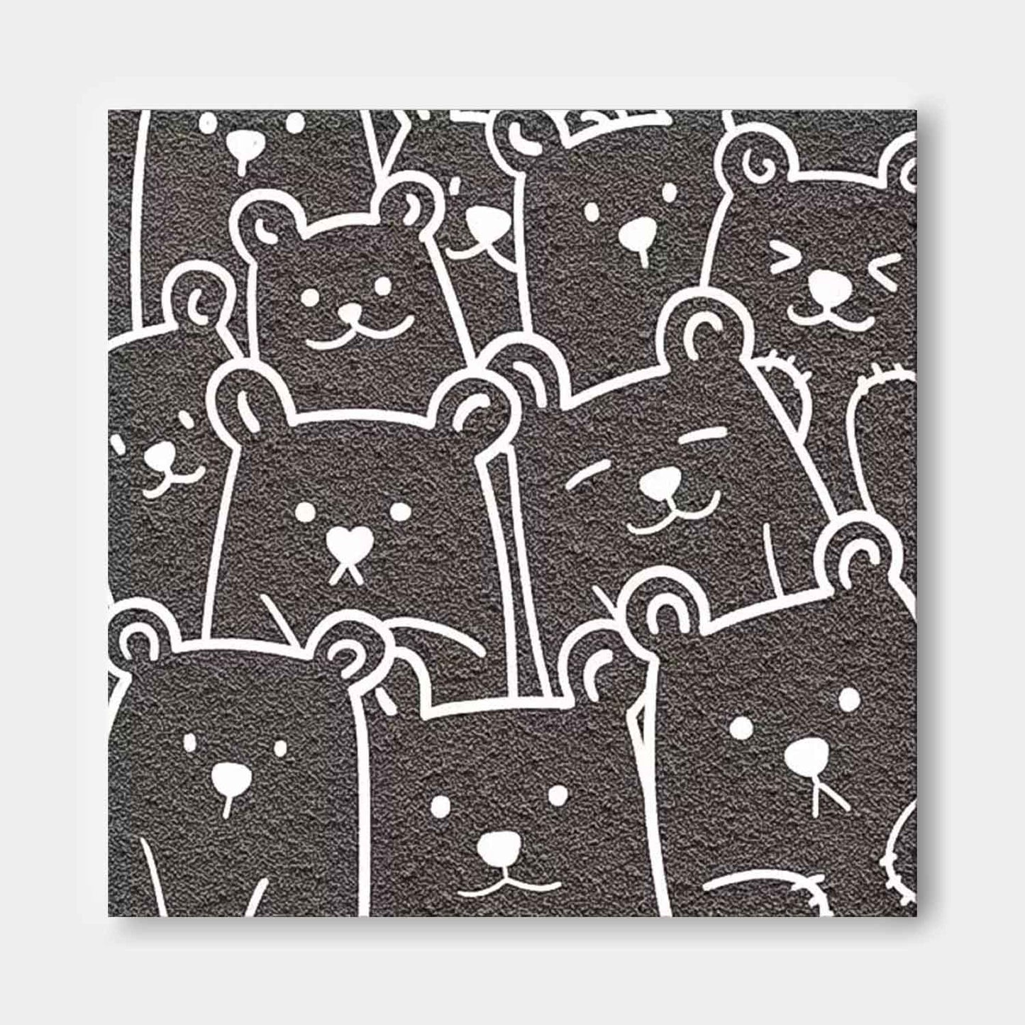 Charming Bear Faces Minimalist Oil Painting for Playful Home Decor