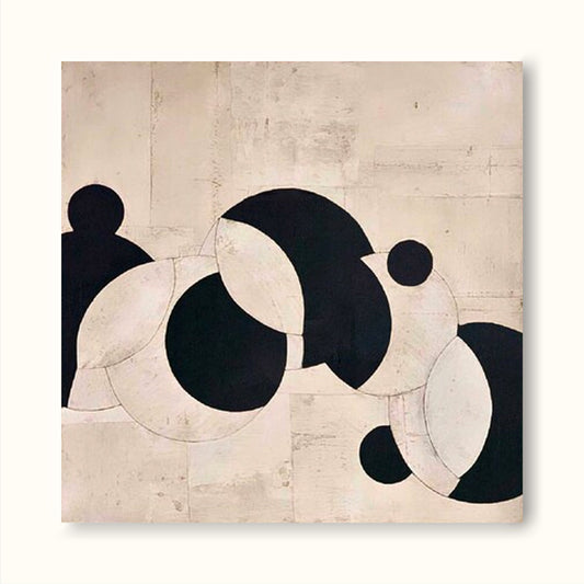 Modern Minimalist Black and White Abstract Oil Painting for Contemporary Decor