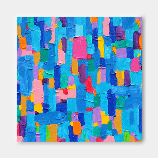 Vibrant Abstract Oil Painting in Bright Colors for Modern Home Décor