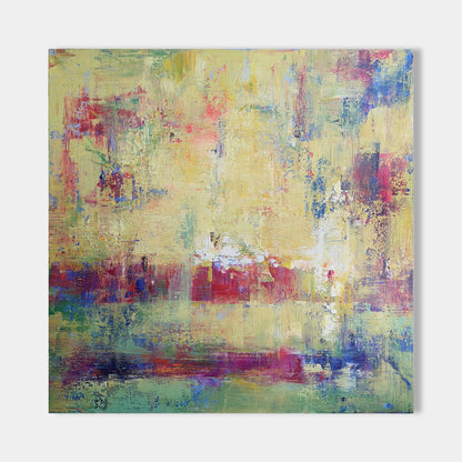 Vibrant Yellow Abstract Oil Painting for Modern Home Decor