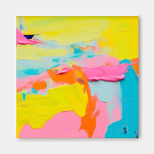 Vibrant Abstract Oil Painting with Bold Colors for Modern Home Decor