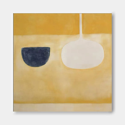 Contemporary Minimalist Oil Painting with Bold Color Blocks