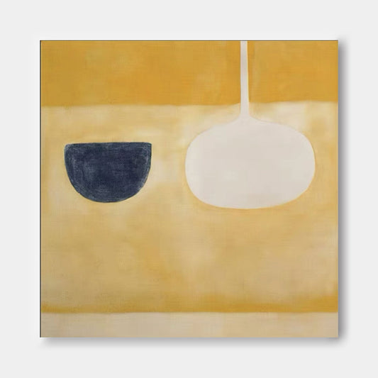 Contemporary Minimalist Oil Painting with Bold Color Blocks