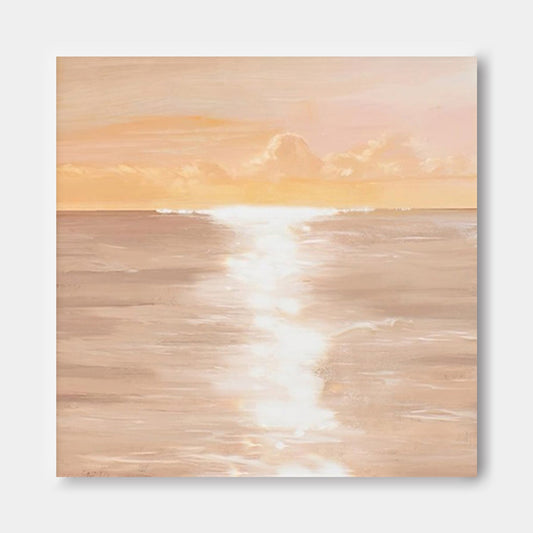 Serene Sunset Ocean View Oil Painting for Tranquil Home Decor