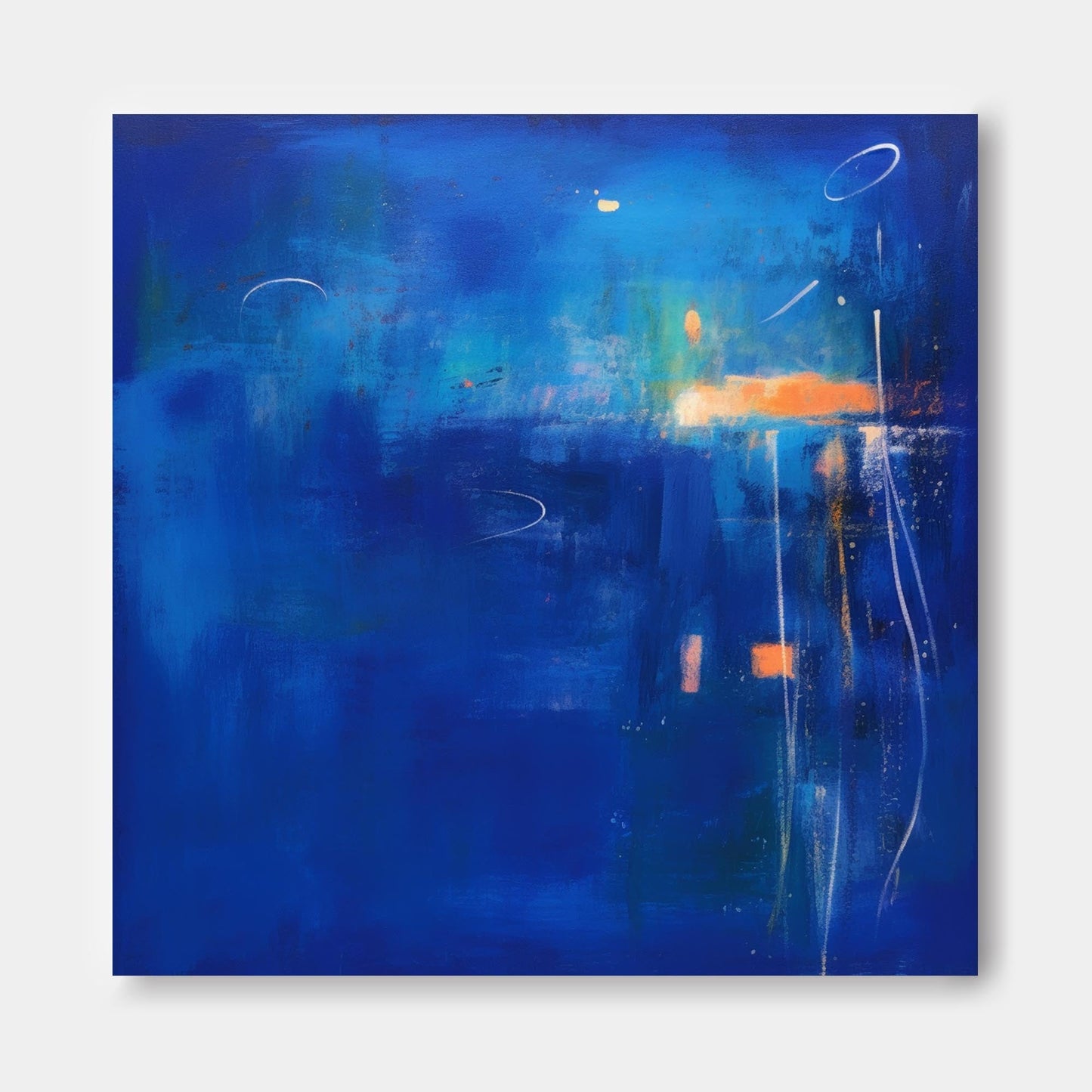 Vibrant Blue Abstract Oil Painting for Modern Home Decor and Art Enthusiasts