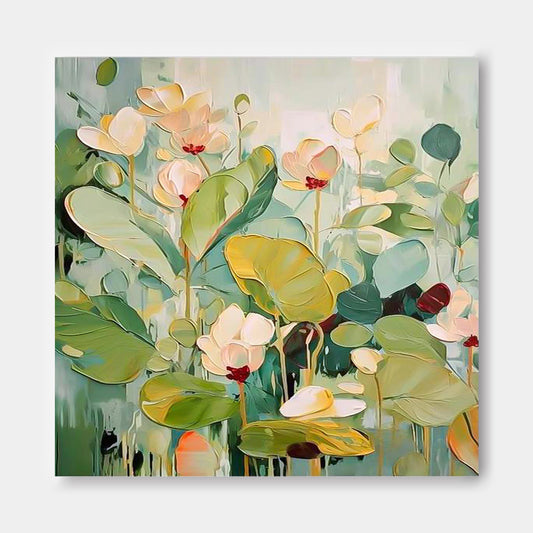 Vibrant Floral Oil Painting on Canvas – Blooming Garden Wall Art Decor