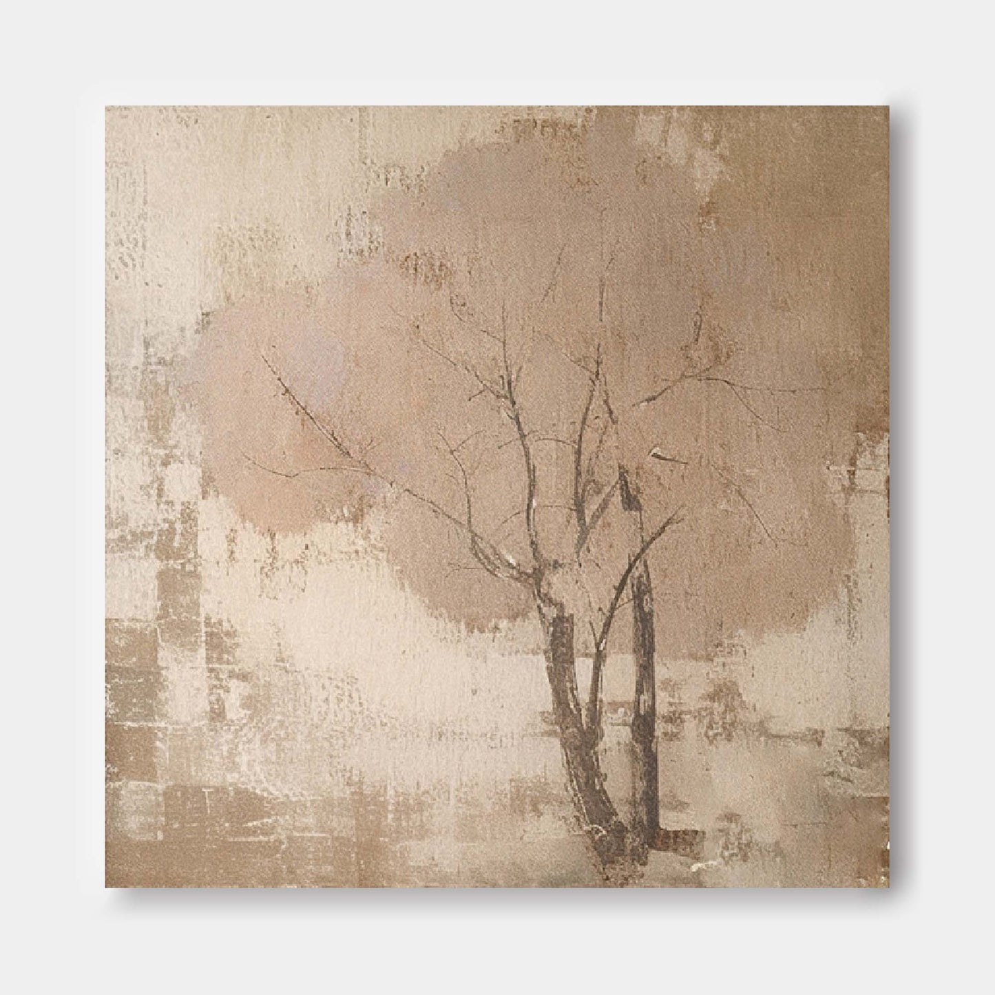 Serene Abstract Tree Painting on Canvas - Modern Wall Art for Home Decor