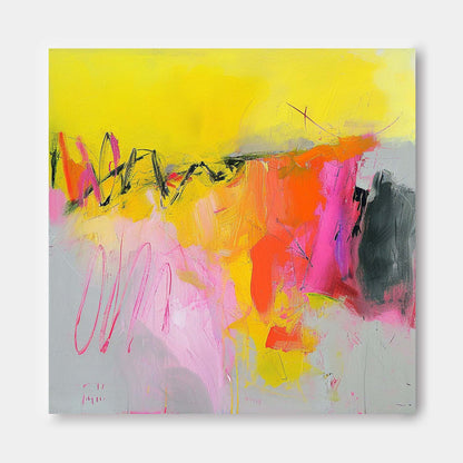 Vibrant Abstract Oil Painting with Bold Colors and Energetic Brush Strokes