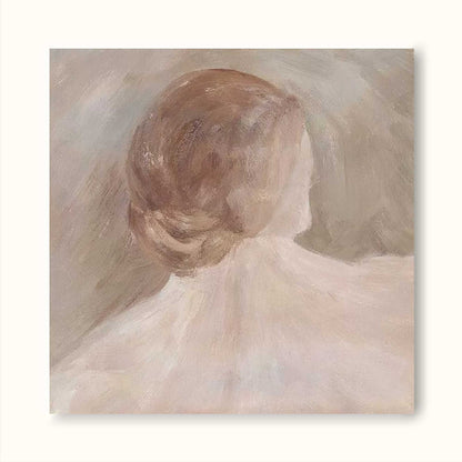 Elegant Minimalist Oil Painting of a Woman's Silhouette