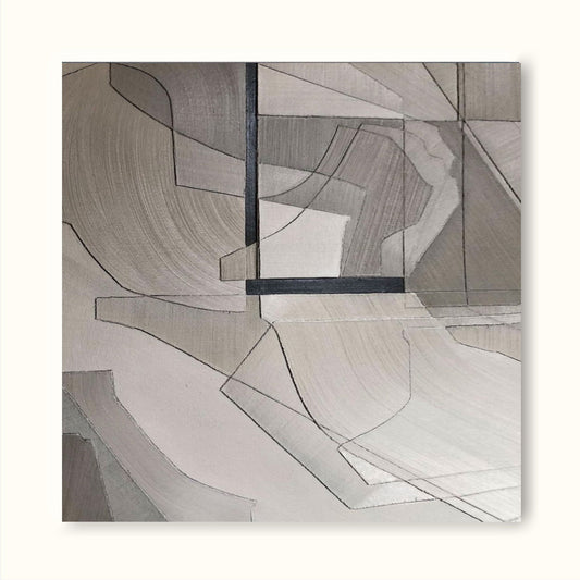 Contemporary Minimalist Geometric Oil Painting for Modern Home Decor