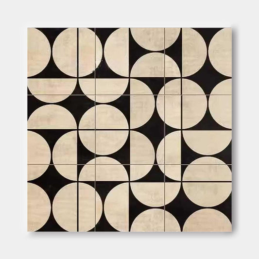 Contemporary Black and White Geometric Oil Painting for Modern Interiors