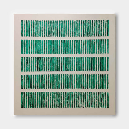 Abstract Green Stripe Oil Painting for Modern Minimalist Home Decor