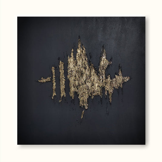 Gold and Black Minimalist Abstract Oil Painting for Contemporary Decor