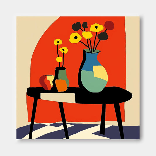Colorful Flower Still Life Oil Painting for Home Decor and Modern Art Enthusiasts