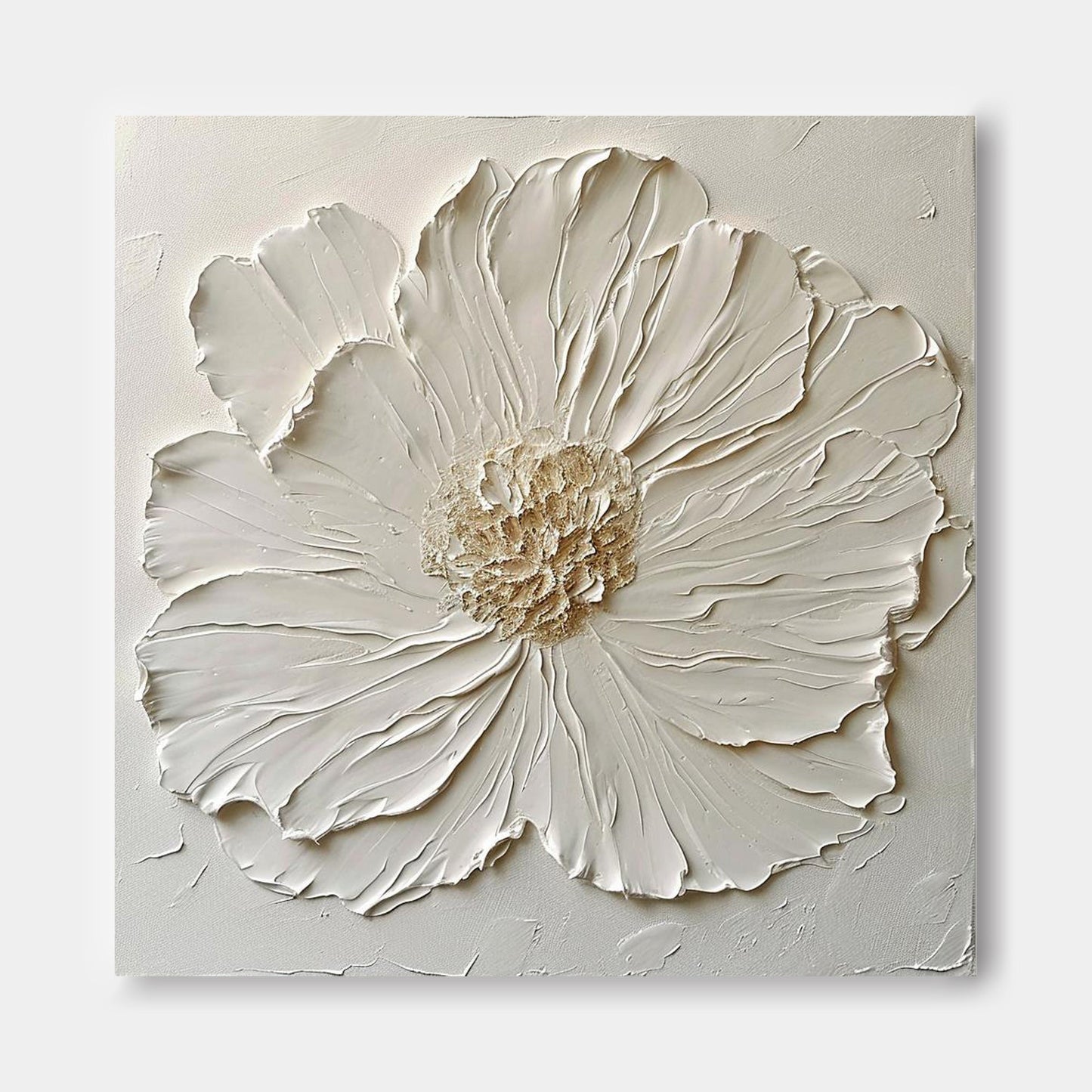 Elegant White Flower Oil Painting for Modern Home Decor and Wall Art