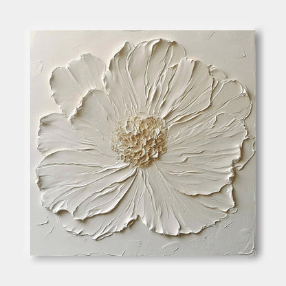 Elegant White Flower Oil Painting for Modern Home Decor and Wall Art