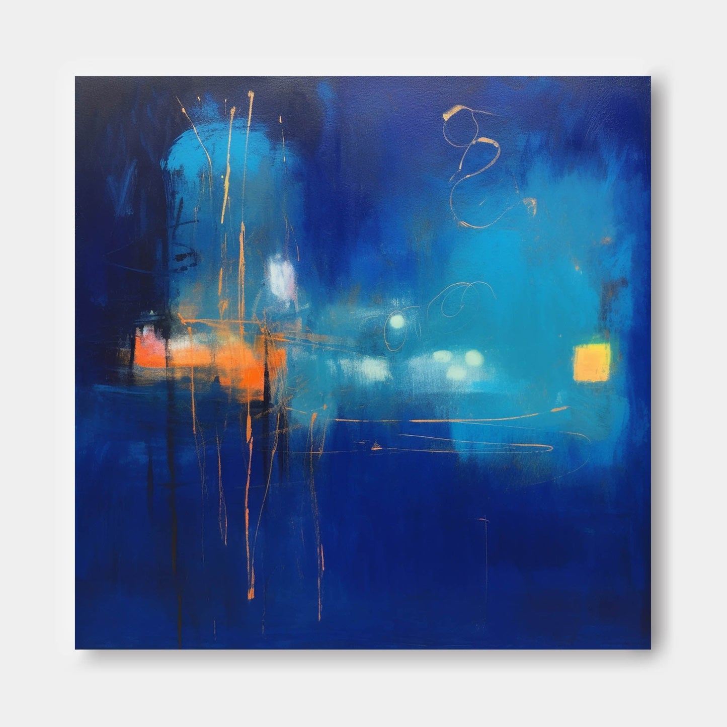 Vibrant Abstract Blue Oil Painting for Modern Home Decor and Artwork Enthusiasts