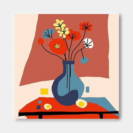 Vibrant Floral Still Life Oil Painting for Colorful Home Decor