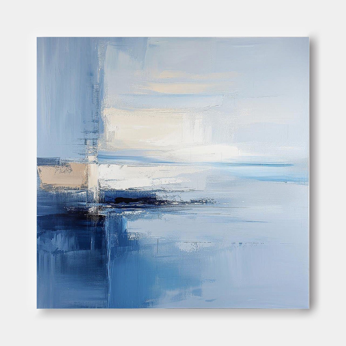 Serene Blue Abstract Oil Painting for Modern Home Decor and Art Enthusiasts