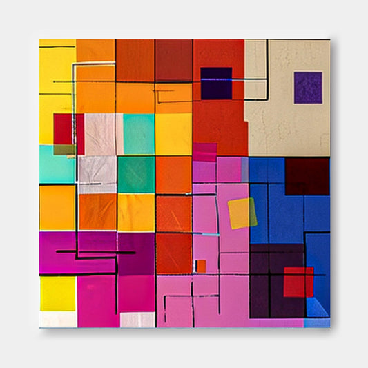 Vibrant Abstract Geometric Canvas Art for Modern Home Decor and Unique Wall Aesthetic