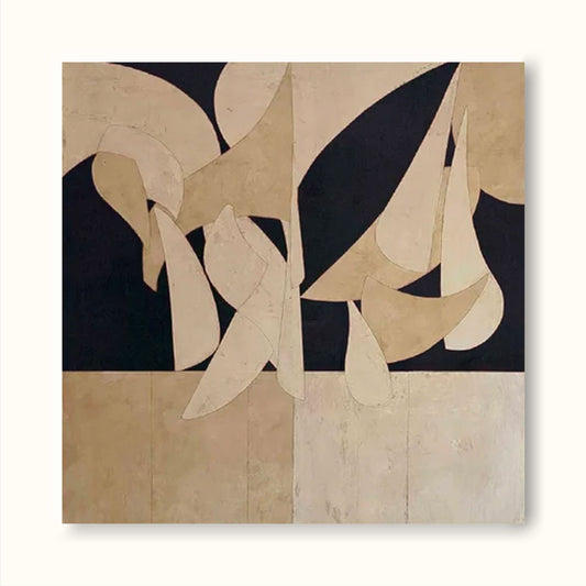 Elegant Minimalist Abstract Oil Painting with Neutral Tones for Modern Decor