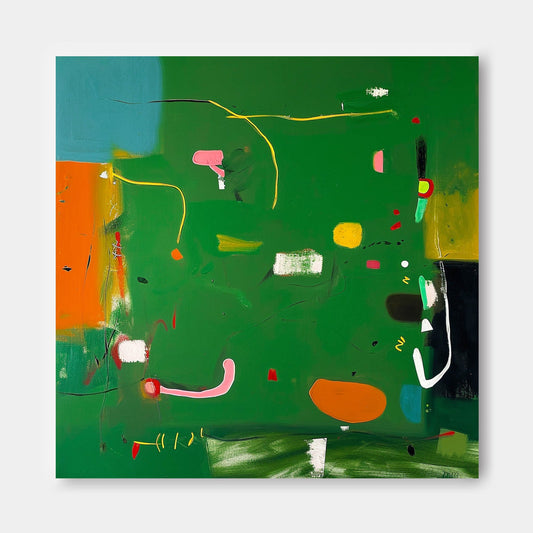 Vibrant Abstract Green Canvas Painting for Modern Home Decor