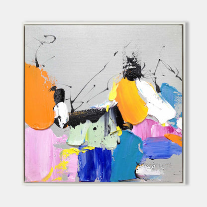 Vibrant Abstract Oil Painting with Dynamic Colors and Textures for Modern Decor