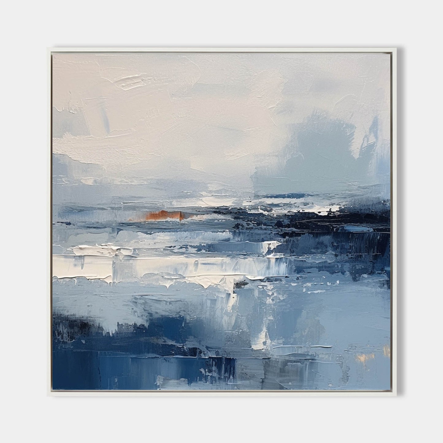 Serene Blue Abstract Oil Painting for Modern Home Décor