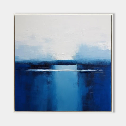 Serene Blue Abstract Oil Painting for Modern Home Decor