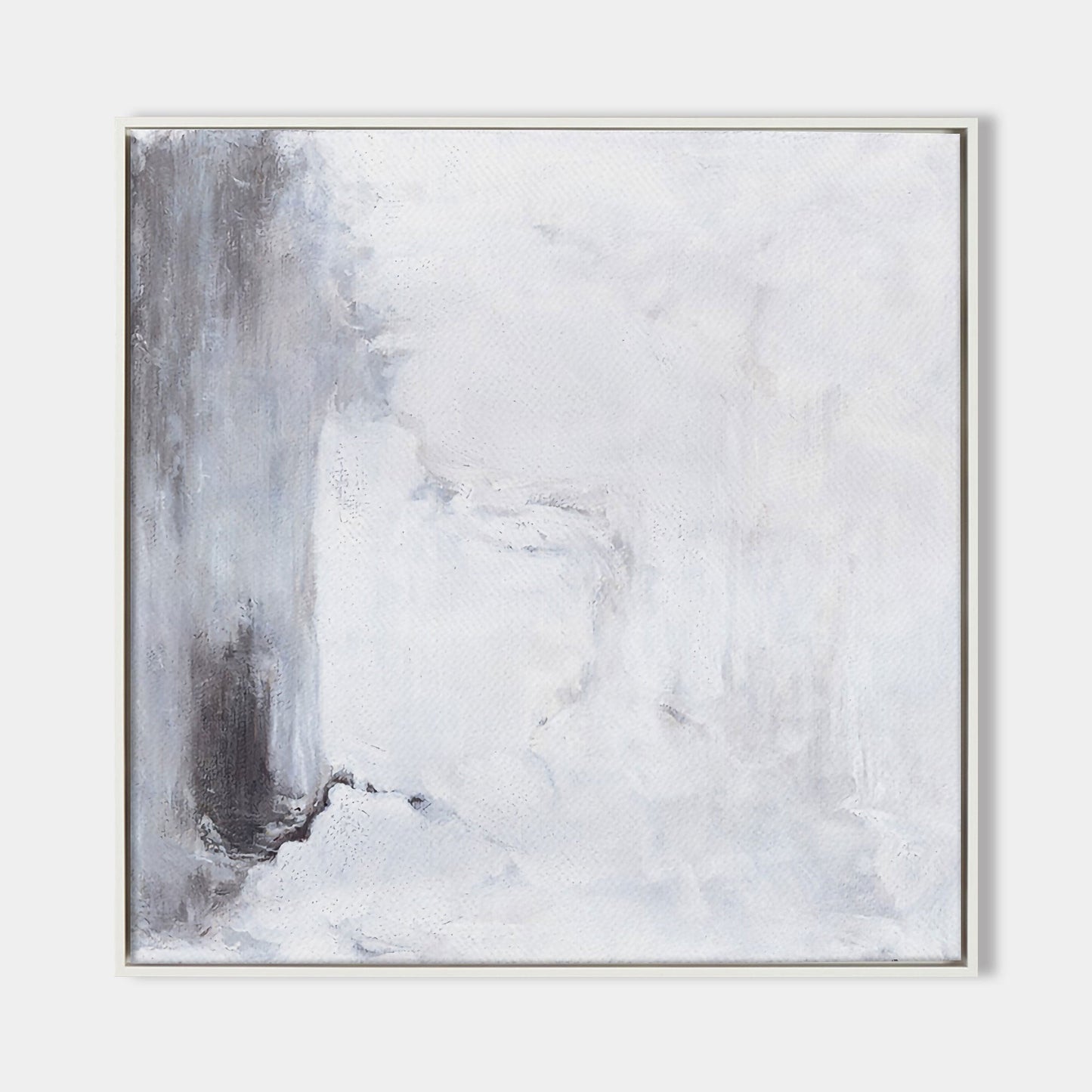 White Minimalist Abstract Oil Painting for Modern Home Decor