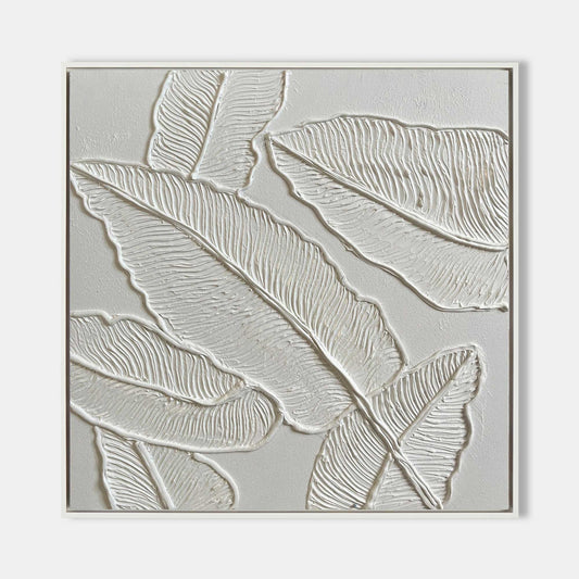 Textured Leaf Oil Painting for Modern Home Decor - Artistic Wall Art Design