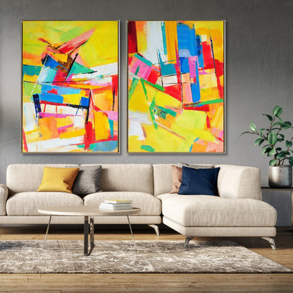 Vibrant Abstract Oil Painting Set for Modern Home Decor