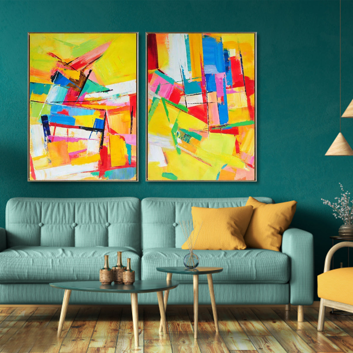 Vibrant Abstract Oil Painting Set for Modern Home Decor