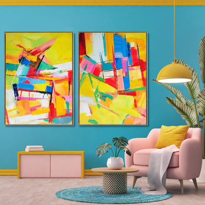 Vibrant Abstract Oil Painting Set for Modern Home Decor