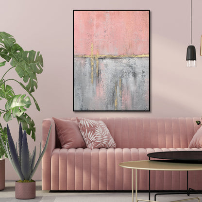 Abstract Pink and Gray Oil Painting for Modern Home Decor