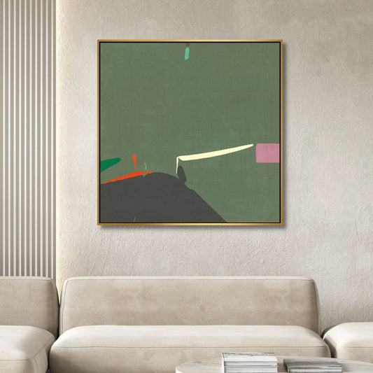 Minimalist Green Abstract Oil Painting of a Cellist - Modern Art for Contemporary Spaces