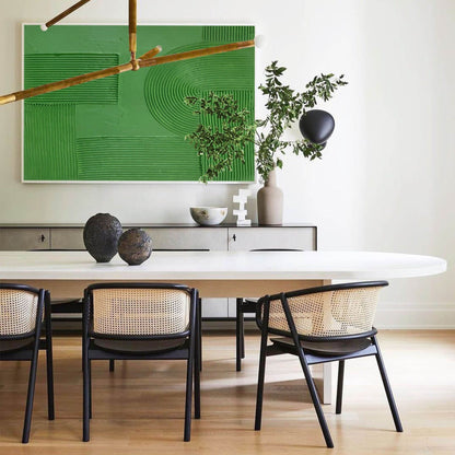 Abstract Green Oil Painting with Textured Minimalist Design for Modern Decor