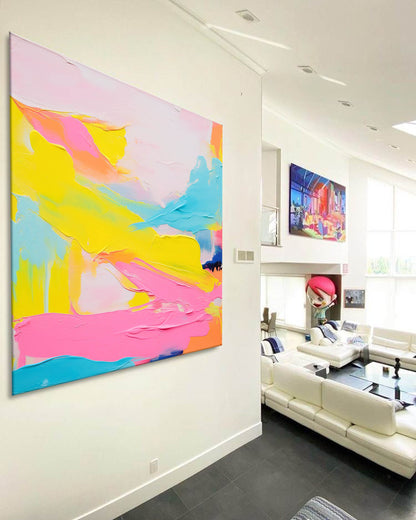 Vibrant Abstract Oil Painting with Bold Colors for Modern Decor